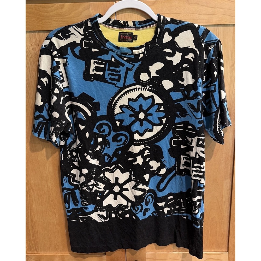 EVISU Colorful All over Print CREWNECK  ART  SIZE Sm Urban Streetwear Maximalist